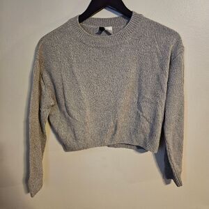 Divided Sweater Cropped Long Sleeve Gray Knit Casual